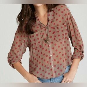 Free People | Easy Rider Polka Dot Button Down Blouse SizeS
